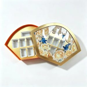 fan shaped rigid gift box withtransparent window