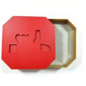 octagonal rigid gift box with custom shaped hollow